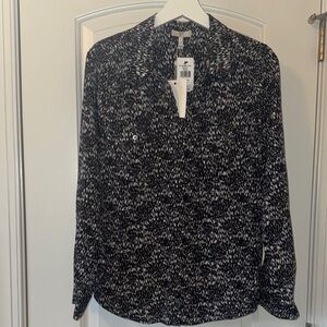 Joie Black and White Patterned Blouse